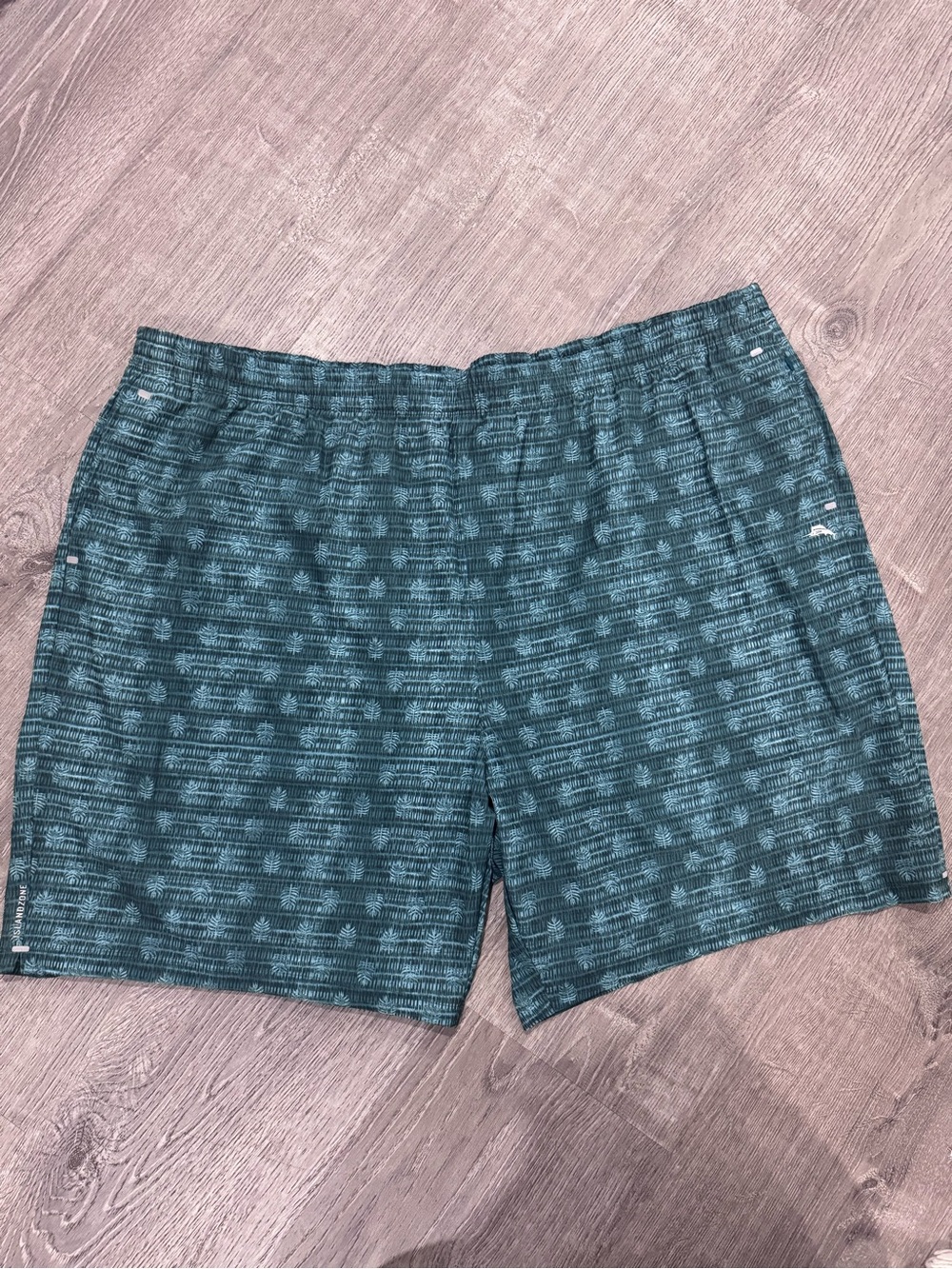 Tommy Bahama Teal Green Patterned Swim Shorts